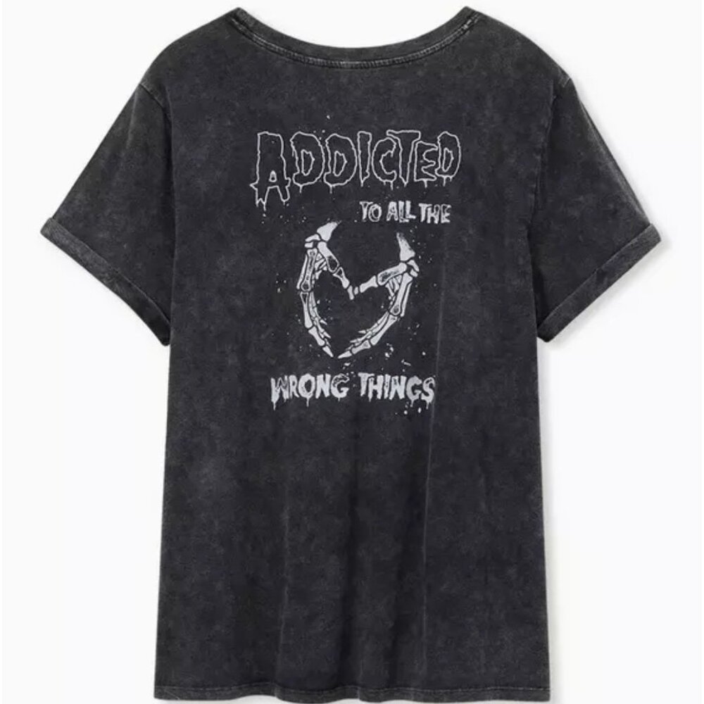Torrid Size 5xl Skull Graphic Mineral Wash Black Tee - Picture 2 of 8